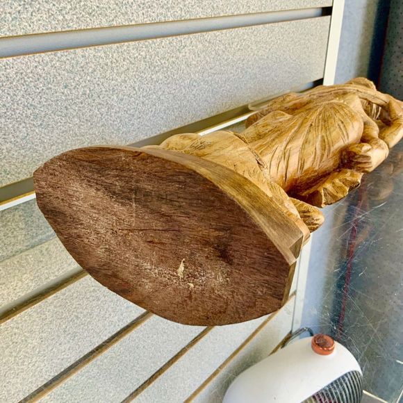 💥 Vtg Goddess Saraswati Sarasvati 💥Carved Wood Mid 20th C. ~ 16.5" Statue 💥 - Picture 10 of 13